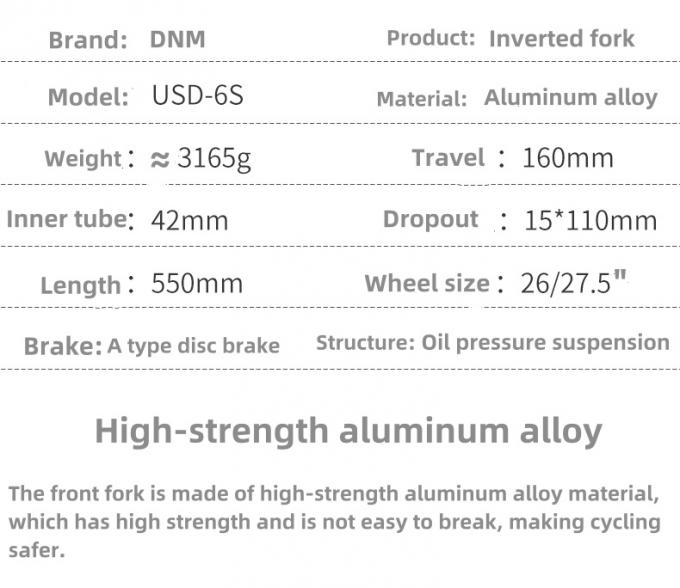 Dnm USD-6s Enduro Moutain Bike Обратная воздушная подвеска вилка Передняя подвеска вилки 160 мм Путешествие 2